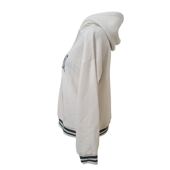 Lazy Sunday Size S Cream with Green Trim "Brooklyn" Hoodie Sweatshirt - Picture 4 of 13